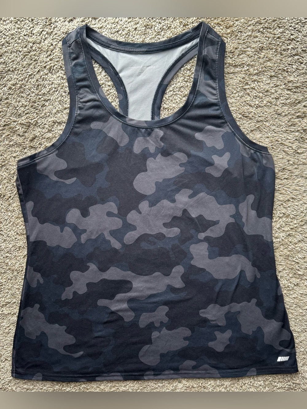 Amazon Essentials Camo Racerback Tank Top Black Gray Size Large